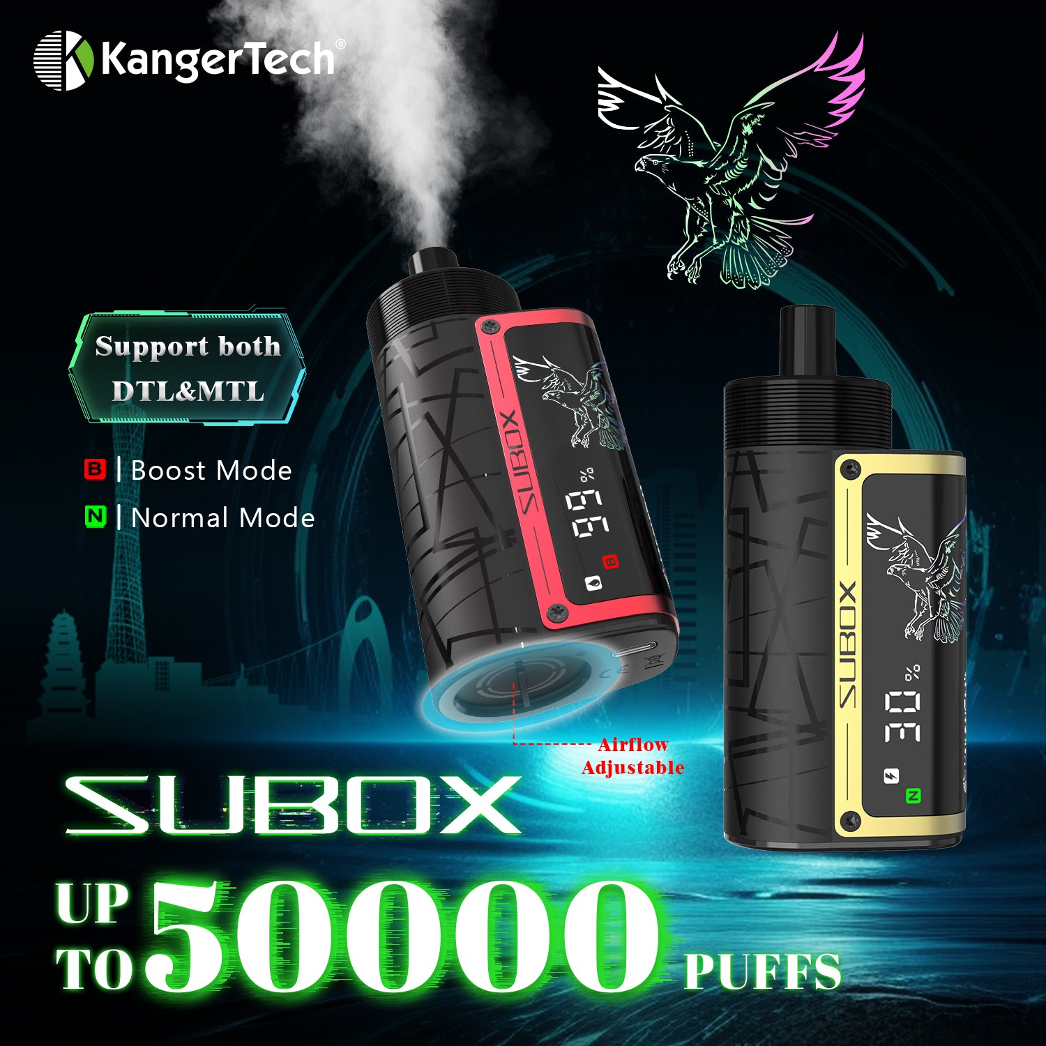 KangerTech Subox 50000 Puffs Airflow Adjustable Disposable Vape
